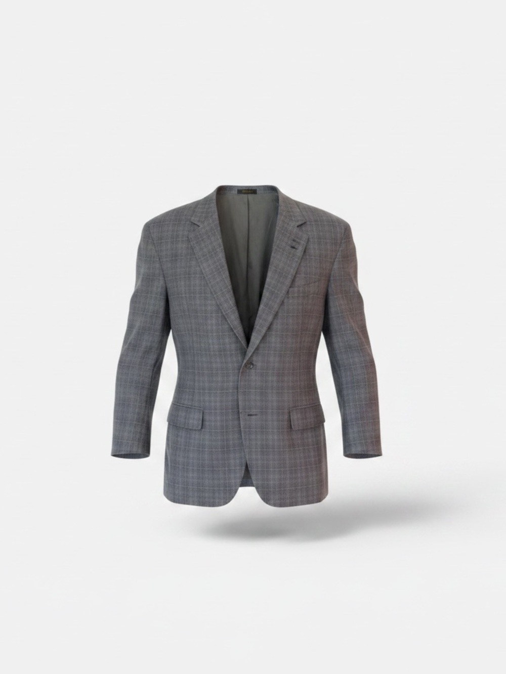 Gray Plaid Single-Breasted Sport Coat